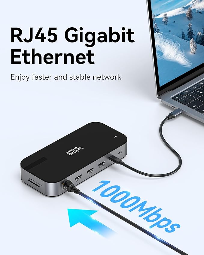 Selore USB C Dock 3 HDMI, Docking Station Dual Monitor, 16 in 1 Laptop Docking - Image 7