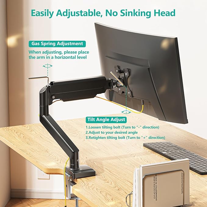 WALI Single Monitor Mount, Gas Spring Monitor Arm - Image 8