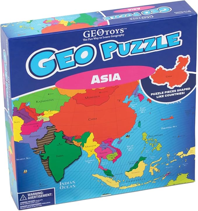 GeoToys GeoPuzzle, Asia Shaped Jigsaw Puzzles, Geography Game & Map Puzzle - Image 6