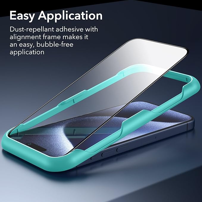 ESR 3 Pack for iPhone 15 Pro Screen Protector, Full Coverage Tempered Glass Film - Image 5