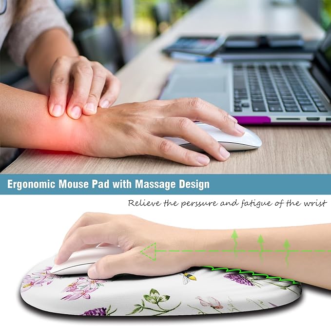 Floral Ergonomic Mouse Pad Wrist Support, Pretty Flowers Mouse Pad - Image 3