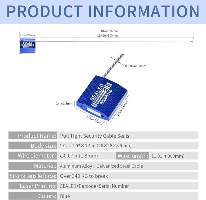 100 Blue Steel Cable Seals - Image 3