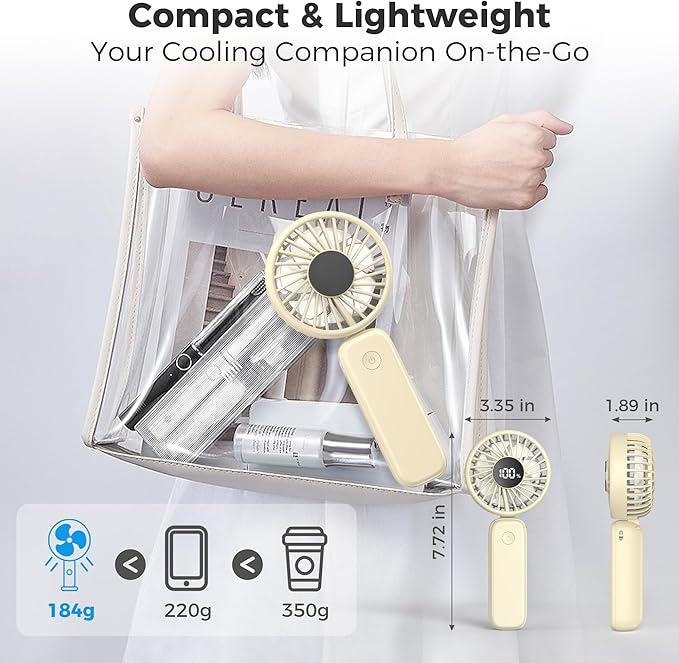 Portable Handheld Fan, 5000mAh Rechargeable Battery, Max 15H Cooling, 4 Speeds - Image 6