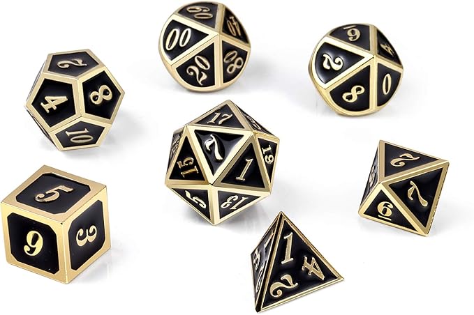 DNDND Metal Dice Set D&D, 7 die Metallic Polyhedral Dice Set - Image 8