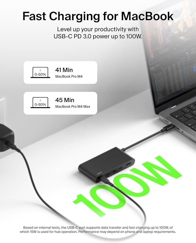 Belkin USB C Hub, 5-Port Hub w/ 4K HDMI Display @ 60Hz, 100W Power Delivery - Image 5