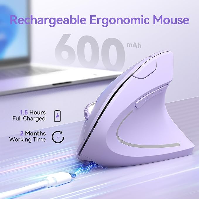 TECKNET Ergonomic Mouse Wireless, Rechargeable Mouse Wireless Silent - Image 3