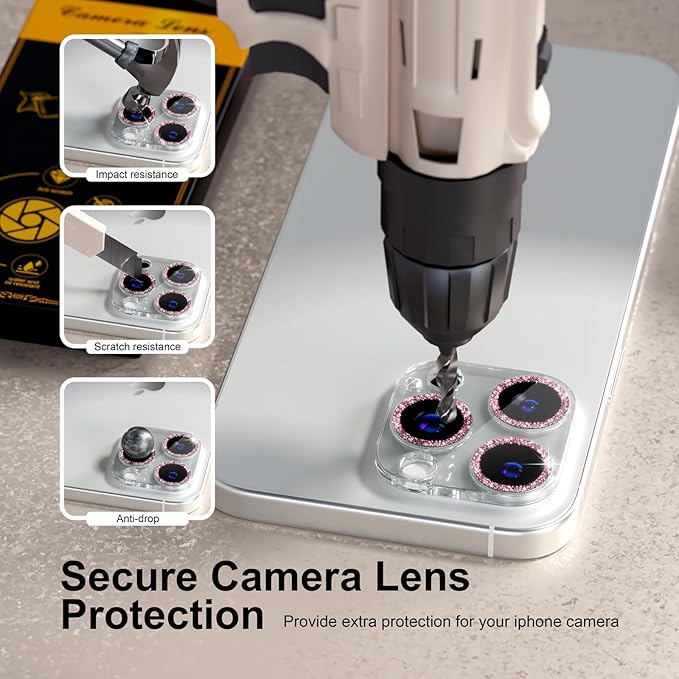 beuxece for 6 Pack iPhone 16 Pro/iPhone 16 Pro Max Camera Lens Protector 9H - Image 4