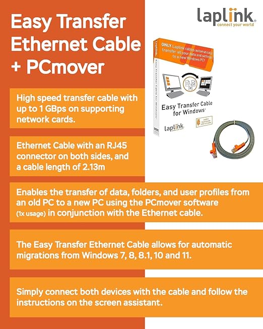LAPLINK Easy Transfer Cable, Includes PCmover Express Data Transfer Software - Image 2