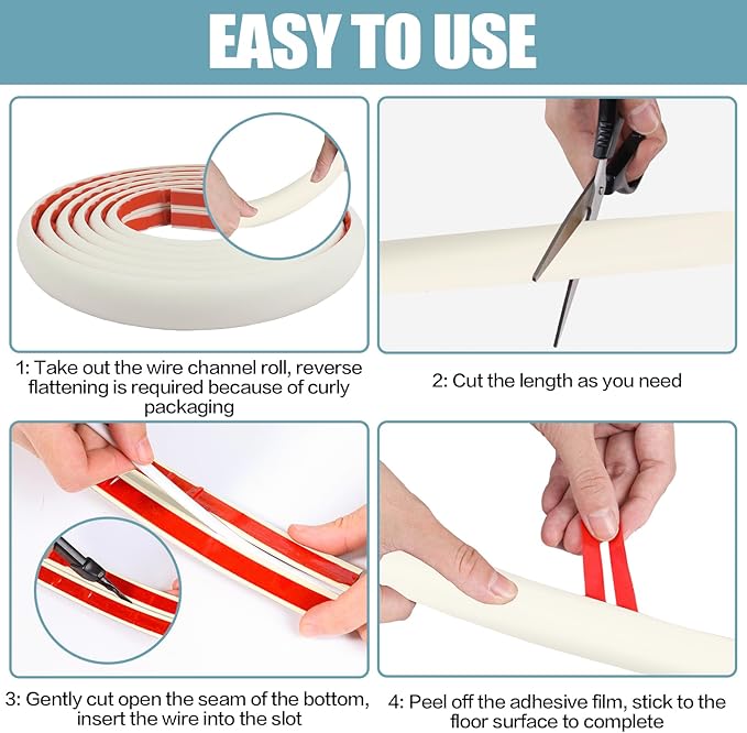 Floor Cord Cover Cable Cavity Self Adhesive Cord Hider Floor 10FT Floor Cable - Image 7