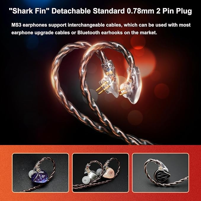 MS3 in-Ear Monitors, 2BA+1DD Hybrid IEM Wired Earphones, Includes 3 Pneumatic - Image 7