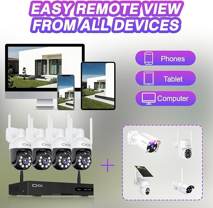 5MP PTZ Security System:CKK 4 PCS Wireless Cameras - Image 7