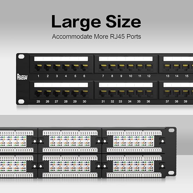 Patch Panel 48 Port Cat6A 【EC Listed】 2U Network Patch Panel Rackmount 19 inch - Image 4