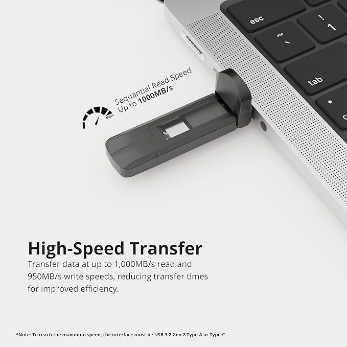 Timetec 1TB Pro Portable USB 3.2 Gen 2 Type-C/Type-A SSD Read Speed 1000MB/s - Image 4