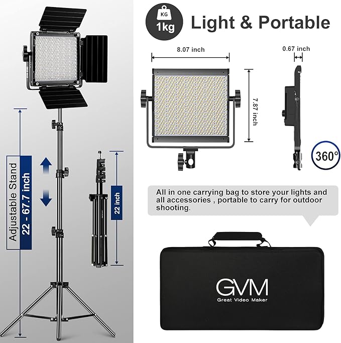 GVM RGB Video Lighting, 360° Full Color Led Video Light - Image 6