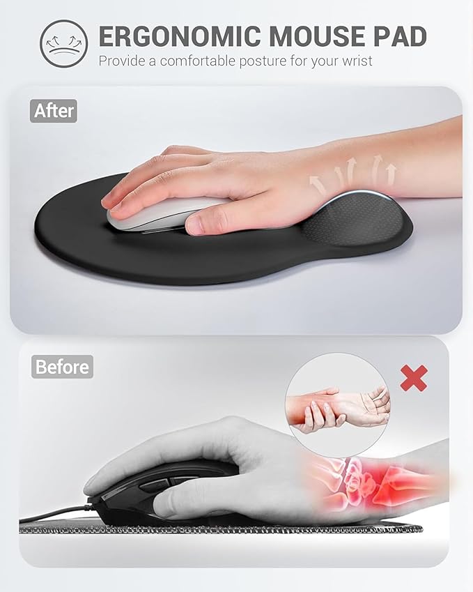 Ergonomic Mouse Pad Wrist Support Set, Memory Foam Keyboard Wrist Rest Set - Image 2