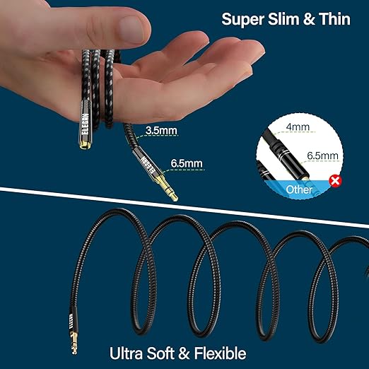 Elecan Headphone Extension Cable 5 Ft/2 Pack, 1/8 Inch 3.5 MM AUX Cord Wire - Image 2