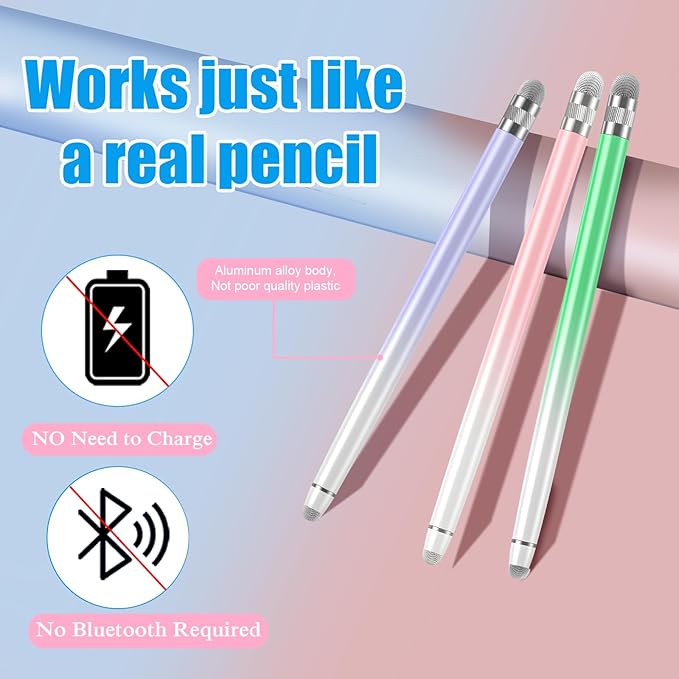 Bopomofo 3PCS Stylus Pen for Touchscreen, Stylus Pen for iPhone/iPad/Tablet - Image 2