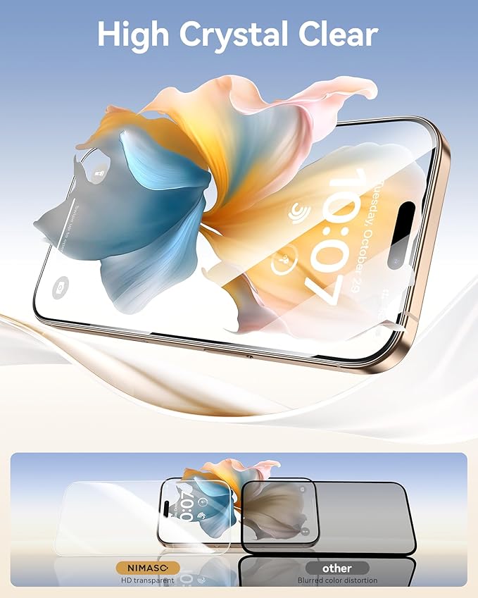 NIMASO for iPhone 16 Pro Screen Protector, 3 Pack Tempered Glass Screen - Image 3