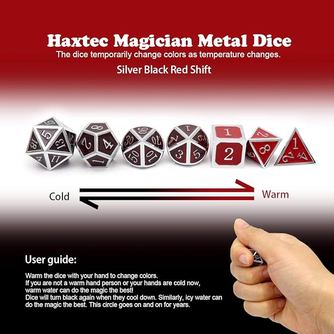 Haxtec Temperature Metal DND Dice Set Color Changing Polyhedral D&D Dice Set - Image 2