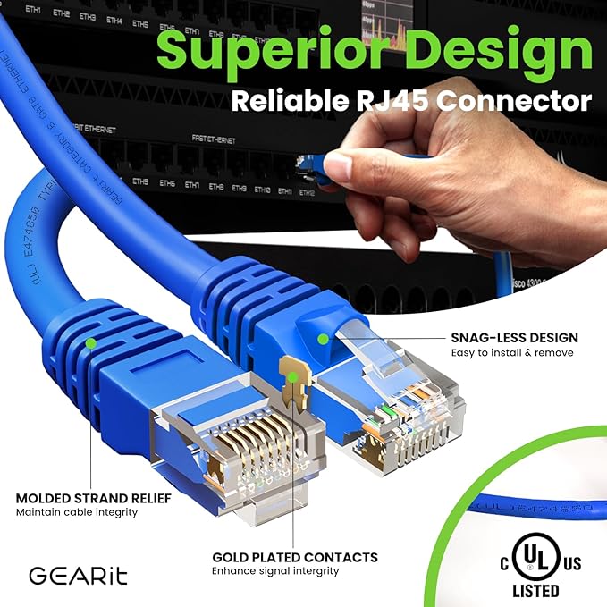 GearIT Cat 6 Ethernet Cable Cat6 Network Patch, Snagless Cord, Internet - Image 4