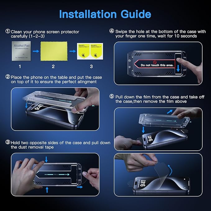 Uyiton Anti-Blue Light for iPhone 15 Pro Max Screen Protector - Image 4