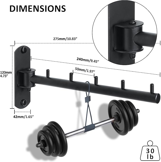 Swing Clothes Hanger, Wall Mounted Garment Bar-Hanger Holder Hooks, Heavy Duty - Image 7