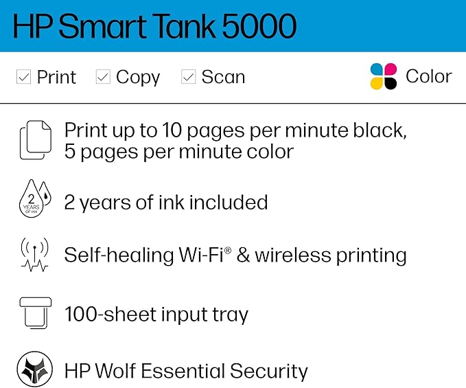 HP Smart Tank 5000 Wireless All-in-One Ink Tank Printer - Image 2