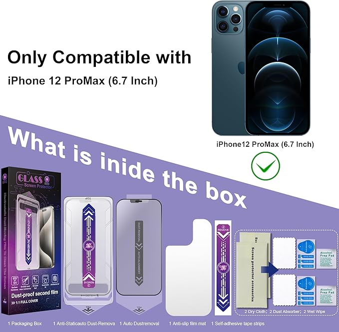 2 Pack Matte Screen Protector for iPhone 12 Pro Max, 9H Tempered Glass - Image 7