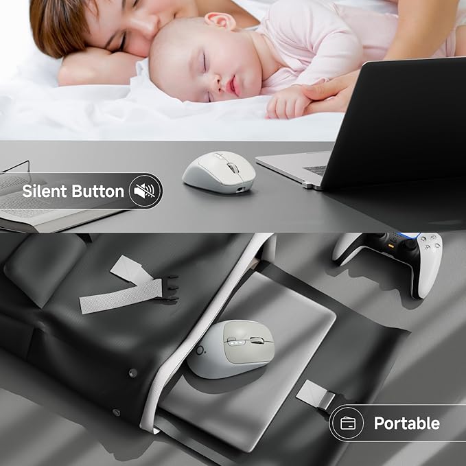 EWEADN Q5 Wireless Mouse, Battery Level Display, Ergonomic Office Mouse - Image 7