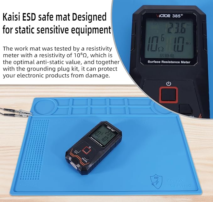 Kaisi Anti-Static Mat with ESD Wrist Strap and Grounding kit, Silicone - Image 2