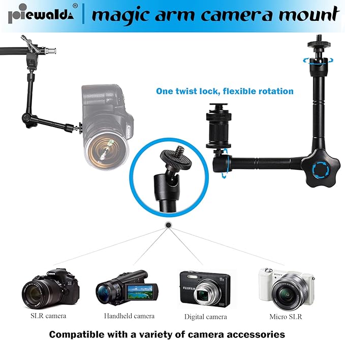 Magic arm Camera Mount ，articulating arm- 11 Inch Metal Adjustable Friction - Image 5