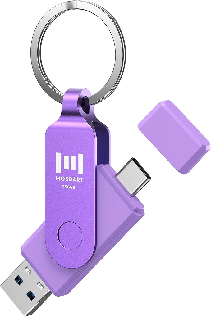 MOSDART 256GB USB3.1 Fast Speed C and A Dual Flash Drive, exFAT Memory Stick by MOSDART