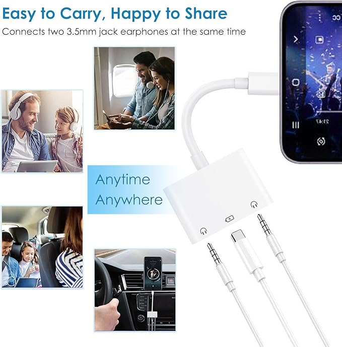 USB C to 3.5mm Audio Adapter, 3-in-1 Aux to USB C Headphone Splitter - Image 4