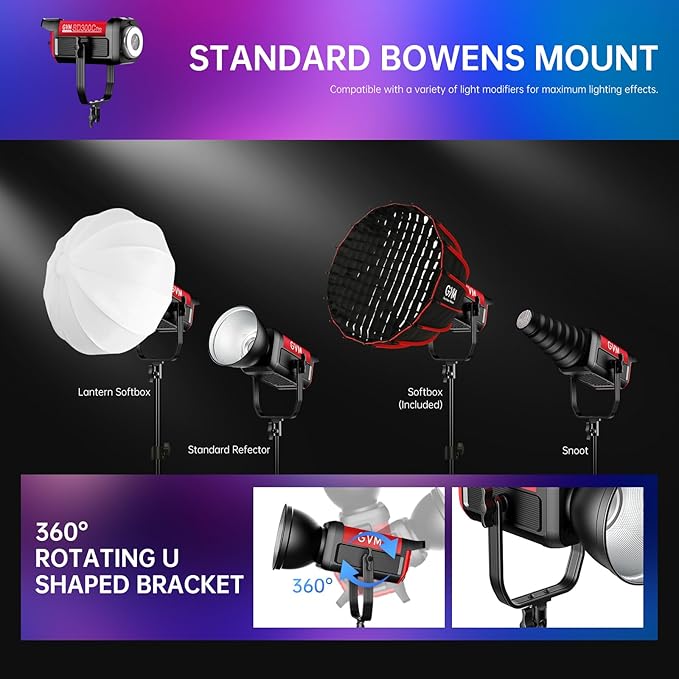 GVM 300W Photo Lighting RGB Video Light - Image 6