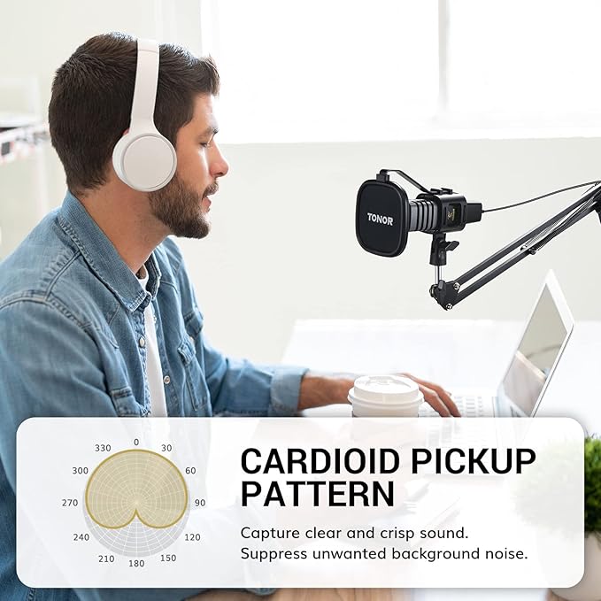 TONOR USB Microphone Kit, PC Podcast Recording Cardioid Condenser Computer Mic - Image 3