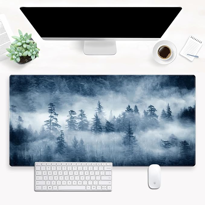 Forest Nature Scenery Mountain Desk Pad Extra Large 31.5"x15.7" Gaming Mouse by Cindasun