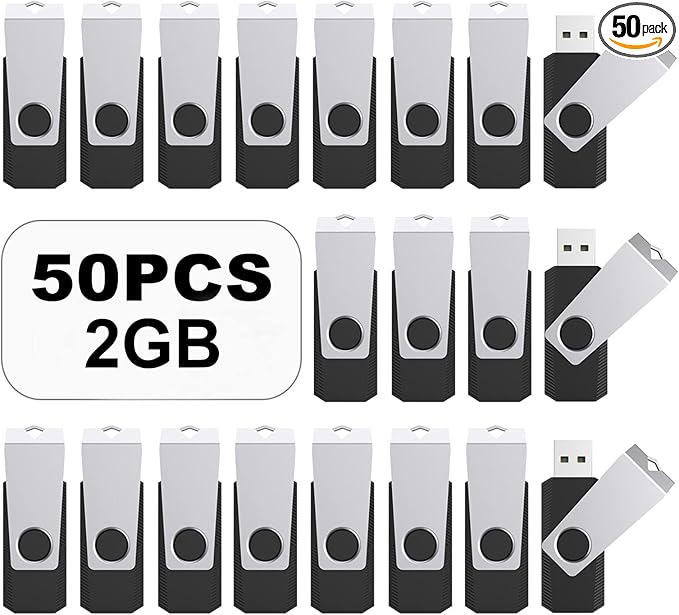 TOPESEL 50PCS 2GB Bulk USB 2.0 Flash Drive Swivel Memory Stick Thumb Drives Pen by TOPESEL