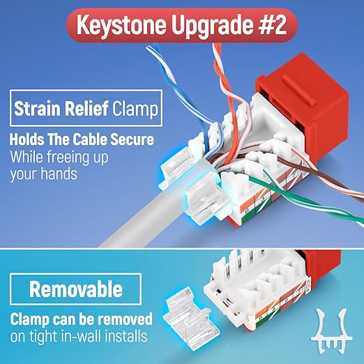 Everest 45° Angled RJ45 Cat6A Keystone Jacks 50-Pack in Orange - Image 4