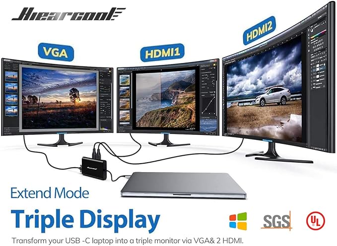 Hiearcool USB C Laptop Docking Station, 11-in-1 Type C Hub Multiport Adapter - Image 3