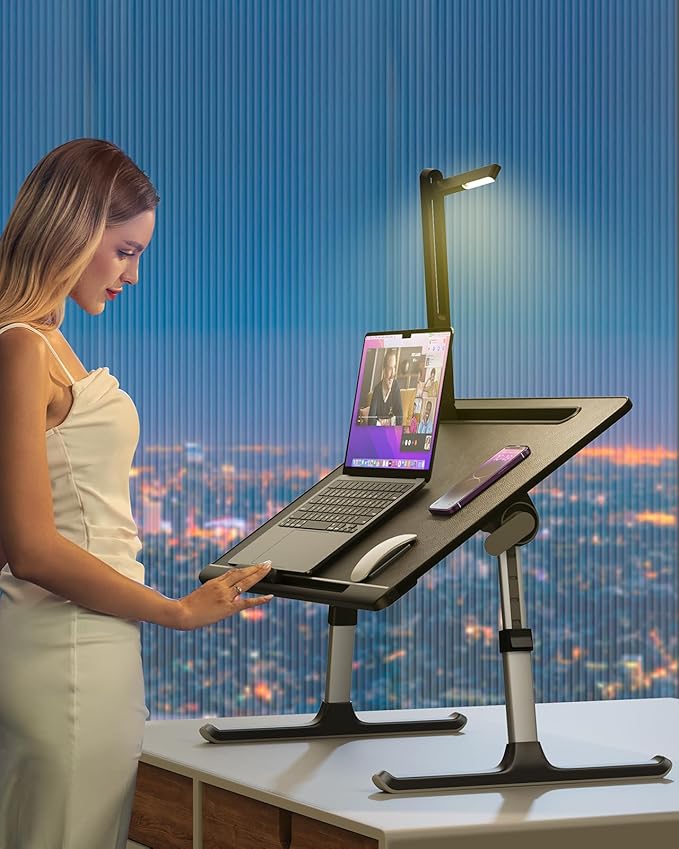 Laptop Bed Tray Desk with LED Desk Light, SAIJI Adjustable Laptop Stand - Image 9