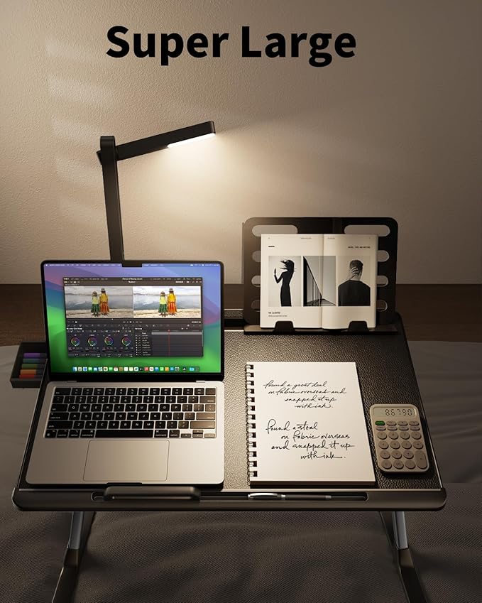 Laptop Bed Tray Desk with LED Desk Light, SAIJI Adjustable Laptop Stand - Image 3