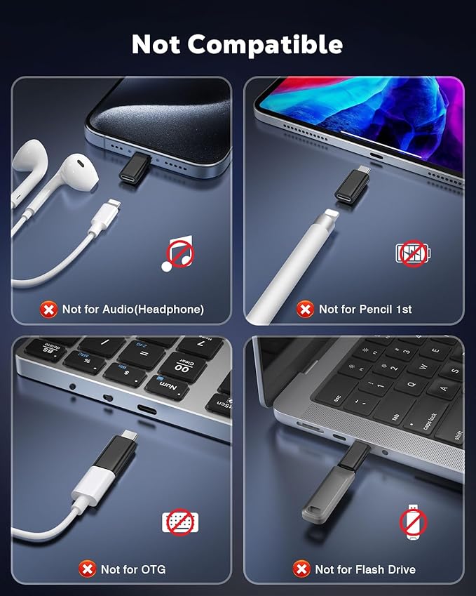 MoKo Lightning Female to USB C Male Adapter 2Pack, USB-C Lightning Adapter - Image 2