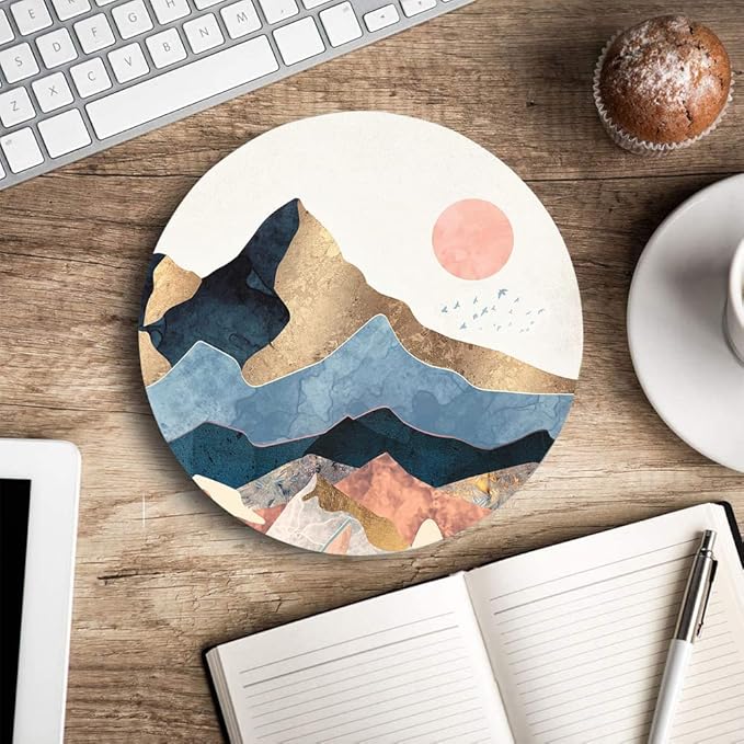 Mouse Pad, Sunrise Mountain Mouse Pad, Cute Small Round Mousepad - Image 5