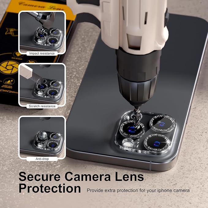 beuxece for 6 Pack iPhone 16 Pro/iPhone 16 Pro Max Camera Lens Protector 9H - Image 4