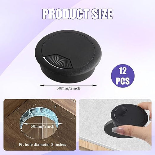 12 Desk Grommet, Desk Hole Cover, Large Capacity, Detachable and Adjustable - Image 2
