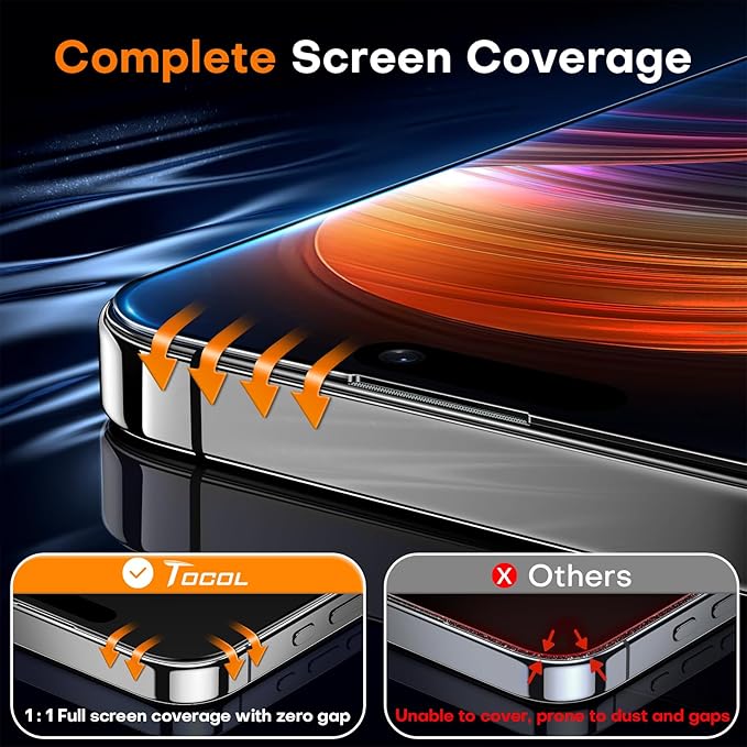 TOCOL for iPhone 16 Privacy Screen Protector True 25°Anti Spy 9H+ Hardness - Image 5