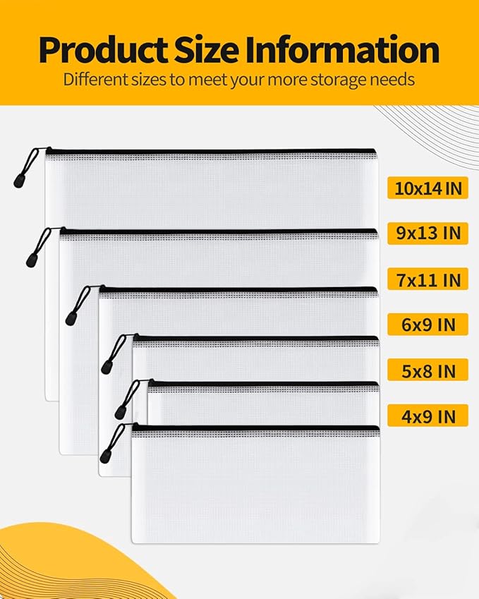 SUNEE Multisize Plastic Zipper Pouches, Water-Resistant Zip Bag - Image 2