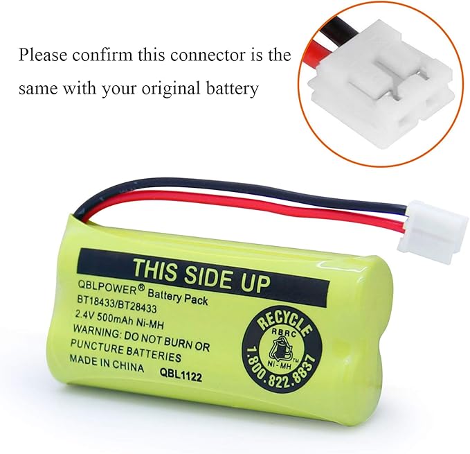 BT18433/BT28433 2.4V 500mAh Ni-MH Battery Pack Rechargeable Compatible - Image 3
