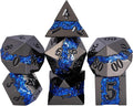 D&D Dice Set Metal, Large Striped Glitter Dice Set.RPG Polyhedral Dice 7pcs Set by Maywin