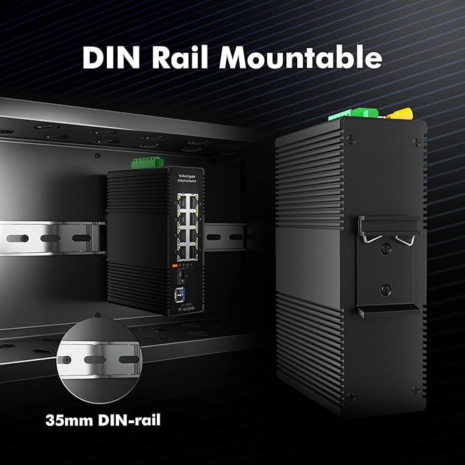MokerLink 8 Port Gigabit Industrial DIN-Rail Ethernet Switch, 2 SFP Ports - Image 7